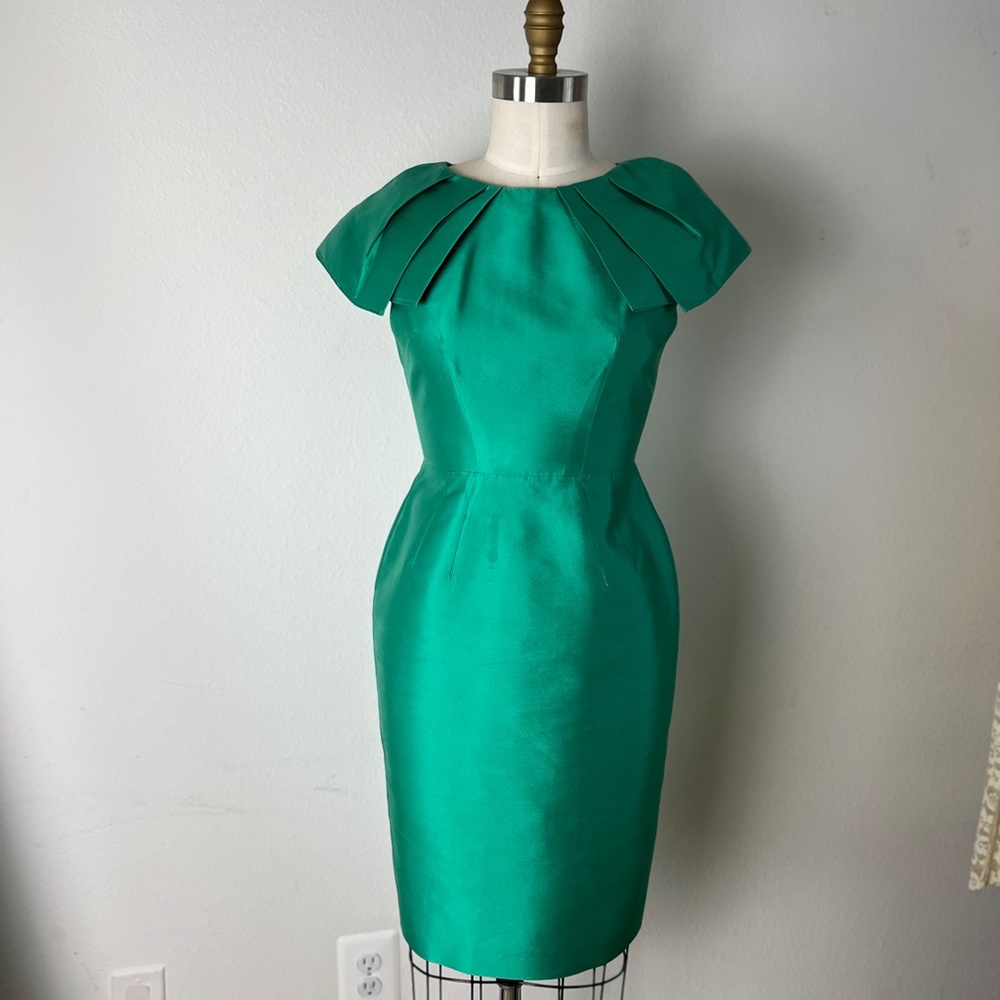 Kelly green Silk taffeta Banana republic dress